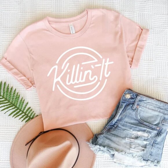 Killin It (Girl Power) Workout Casual Lightweight Short-sleeve T-shirt Top - Picture 1 of 8